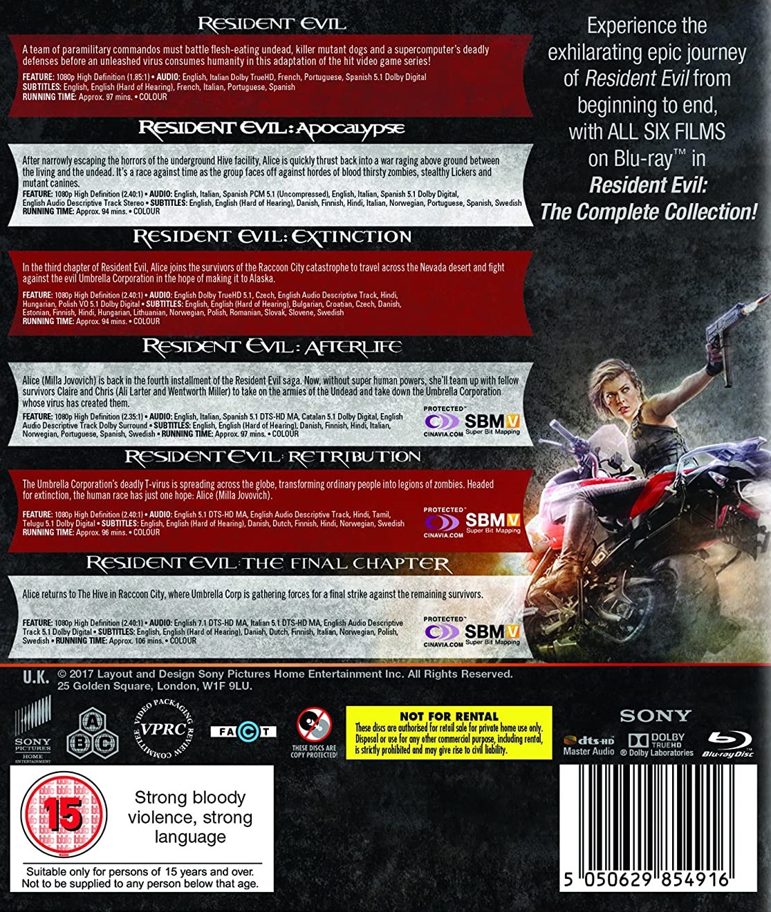 Resident Evil - 1-6 (ej svensk text på film nr 1) (Blu-ray) - 2