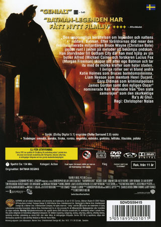 Batman Begins (1-disc) (Norskt omslag) - 2