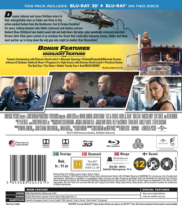 Fast & Furious: Hobbs & Shaw (Blu-ray 3D + Blu-ray) - 2