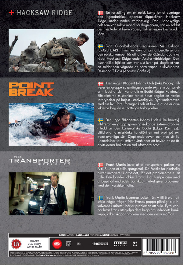 Hacksaw Ridge / Point Break / Transporter Refueled - 2