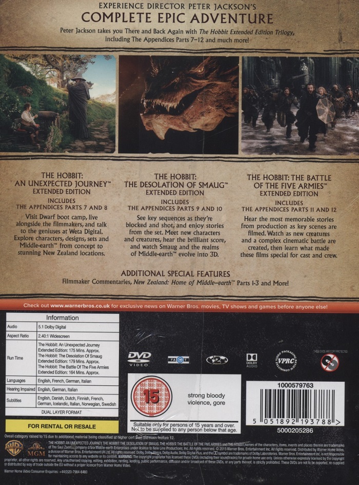 Hobbit - Filmtrilogin - Extended Edition (15-disc) - 2