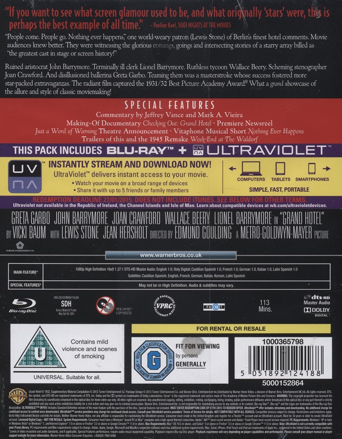 Grand Hotel (Steelbook) (ej svensk text) (Blu-ray+UV) - 2