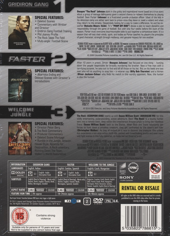 Faster / Gidiron Gang / Welcome To the Jungle (3-disc) - 2