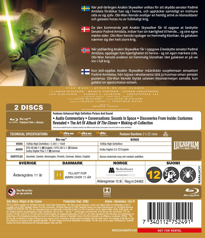 Star Wars II - Attack of the Clones (New Line Look) (Blu-ray) - 2