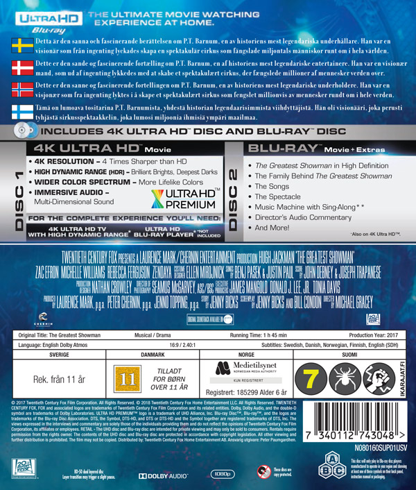 Greatest Showman (4K Ultra HD + Blu-ray) - 2