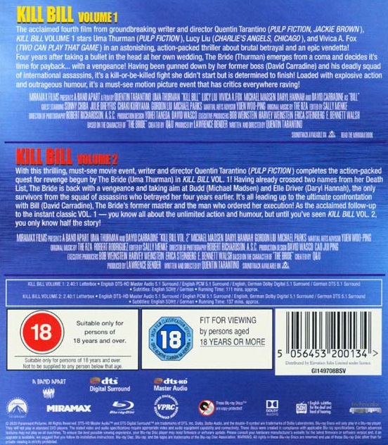 Kill Bill - Volym 1 / Kill Bill - Volym 2 (2-disc) (ej svensk text) (Blu-ray) - 2