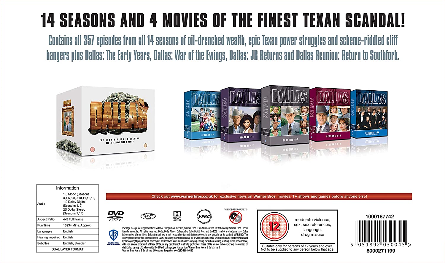 Dallas - Hela Serien (54-disc) (Inplastad ny, men pappbox lite skadad) - 2