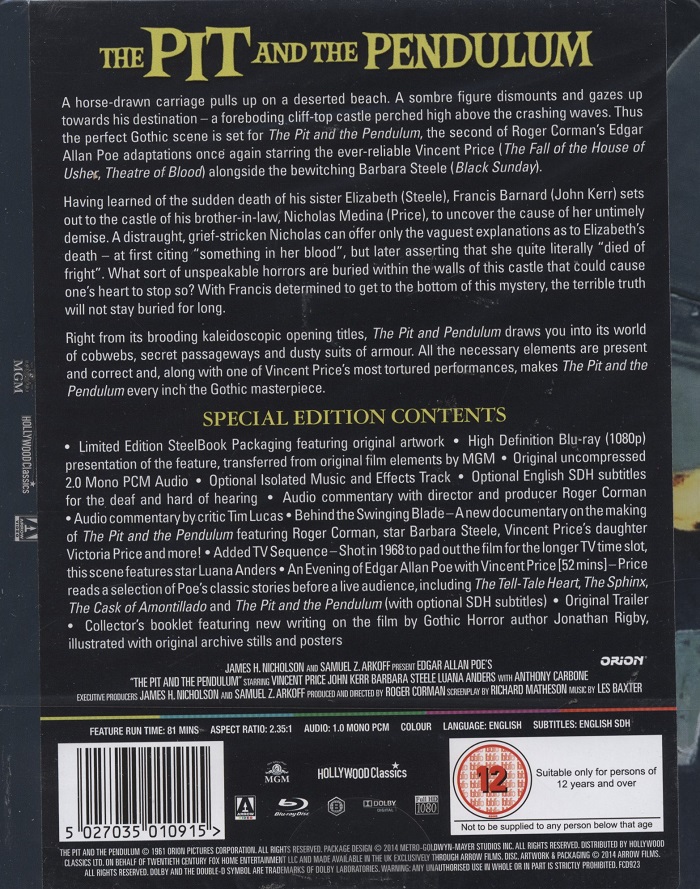 Pit And the Pendulum (Steelbook) (ej svensk text) (Blu-ray) - 2