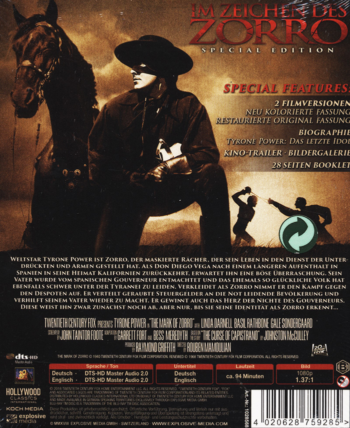 Mark Of Zorro (2-disc) (ej svensk text) (Blu-ray) - 2