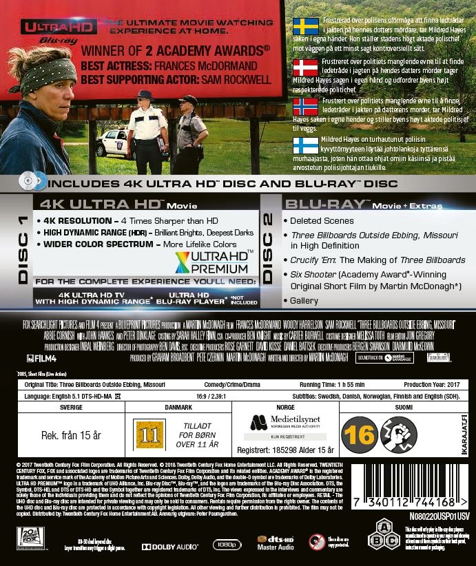 Three Billboards Outside Ebbing, Missouri (4K Ultra HD + Blu-ray) - 2