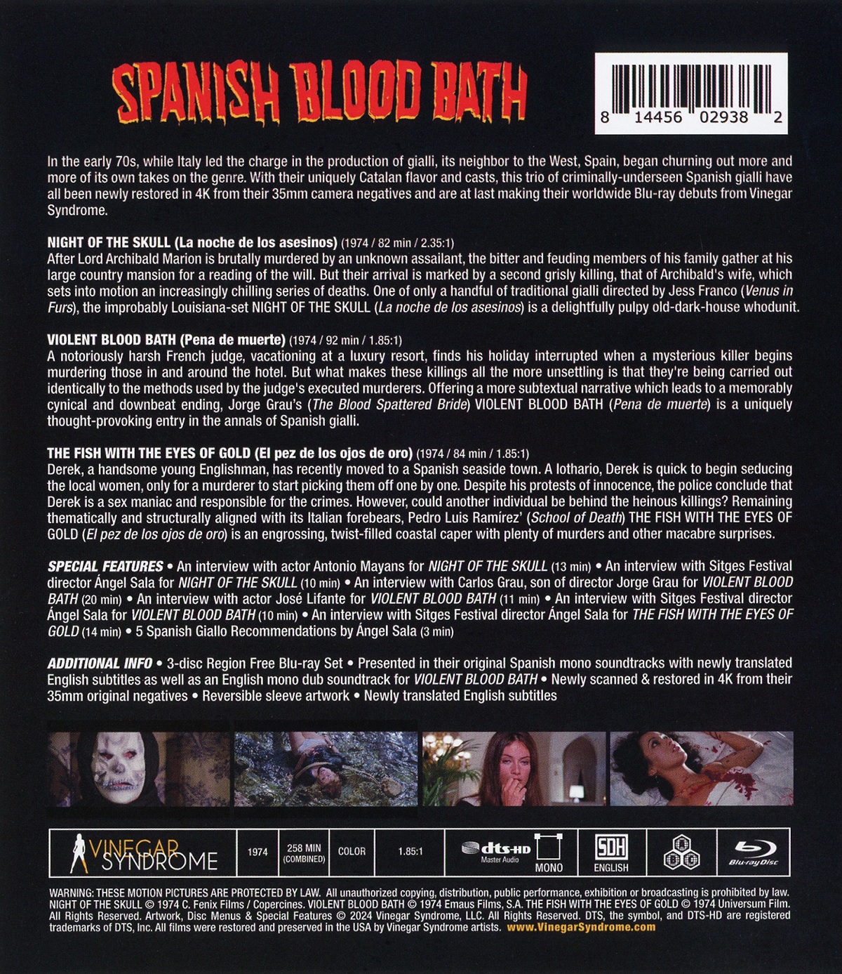 Spanish Blood Bath: Night of the Skull / Violent Blood Bath / The Fish with the Eyes of Gold (ej svensk text) (Blu-ray) - 2