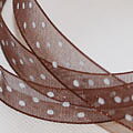 Dotted organza ribbon  brown 10 mm 2 meter