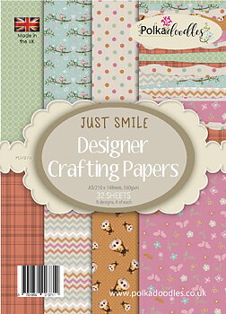 POLKADOODLES-Just Smile A5 Paper Pack, 32 sheets
