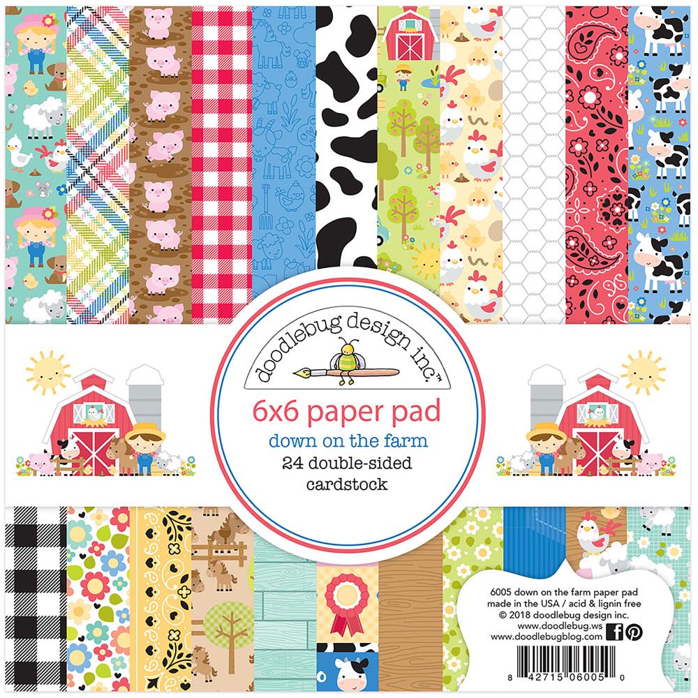 Doodlebug Double-Sided Paper Pad 6"X6" -Down On The Farm