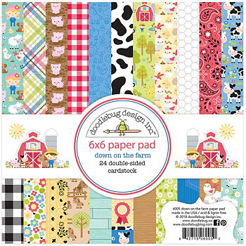 Doodlebug Double-Sided Paper Pad 6"X6"-Down On The Farm
