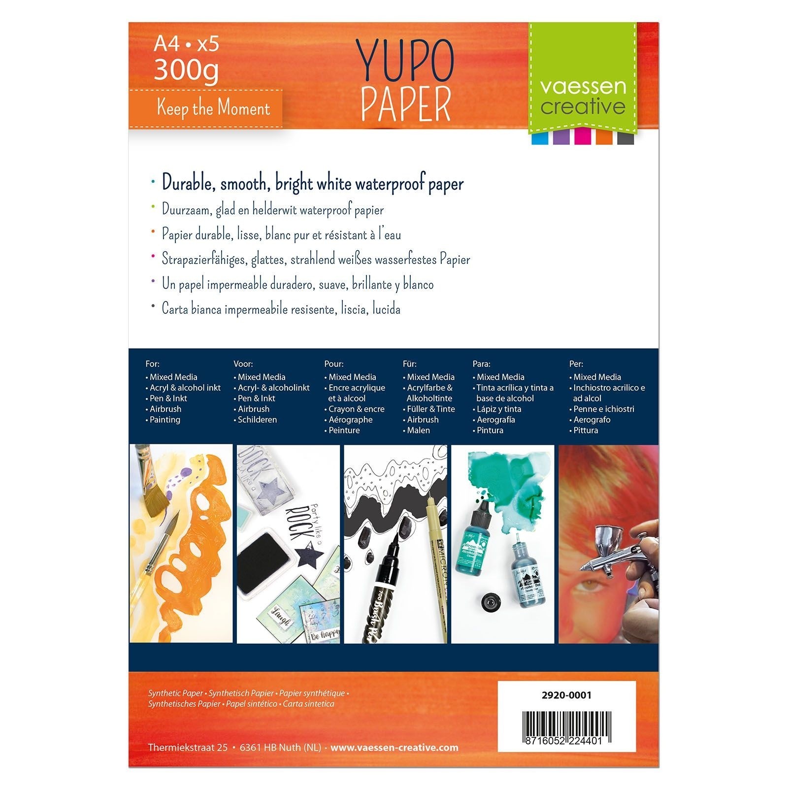 Vaessen Creative •Florence • Yupo paper White A4 smooth 5pcs
