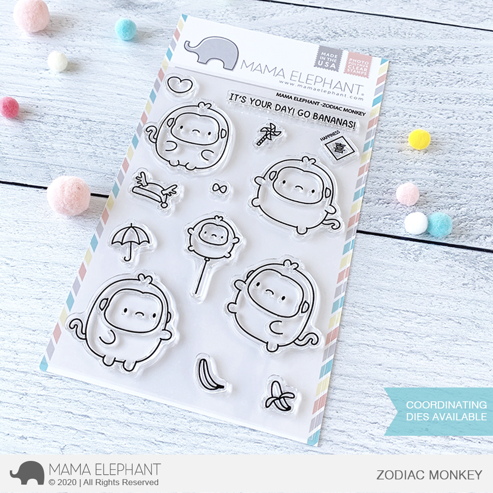 MAMA ELEPHANT-ZODIAC MONKEY STAMP & DIE SET