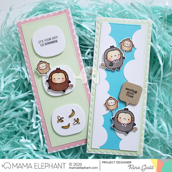 MAMA ELEPHANT-ZODIAC MONKEY STAMP & DIE SET - 3
