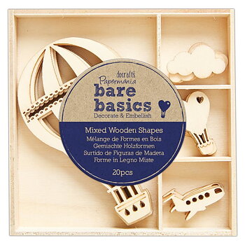 DOCRAFT -Papermania Bare Basics Wooden Shapes Hot Air Balloon (20pcs)  