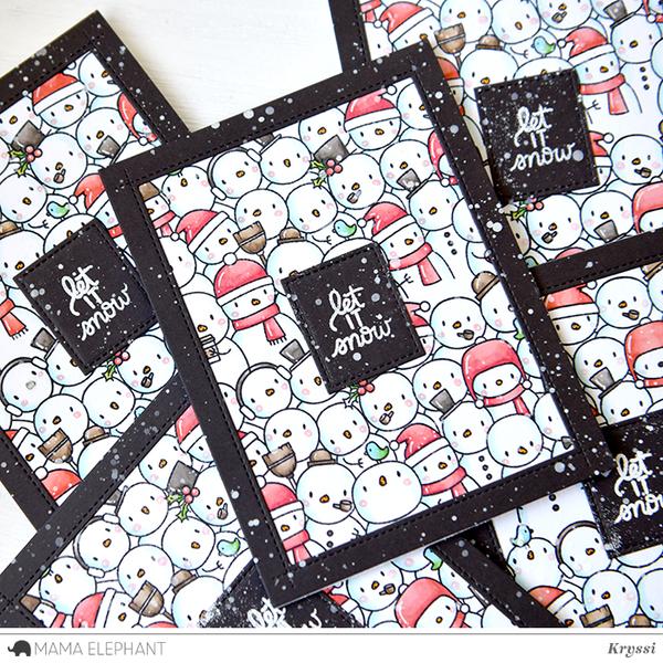 MAMA ELEPHANT- SO MANY SNOWMEN STAMP & DIE SET - 3