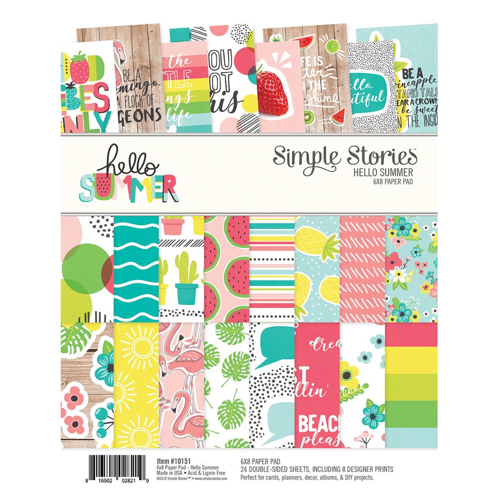  SIMPLE STORIES    -Sided Paper Pad 6"X8"   Hello Summer 