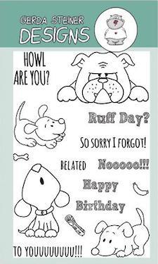GERDA STEINER DESIGNS-Howl are you? Puppy 4x6  Stamp &  Die Set