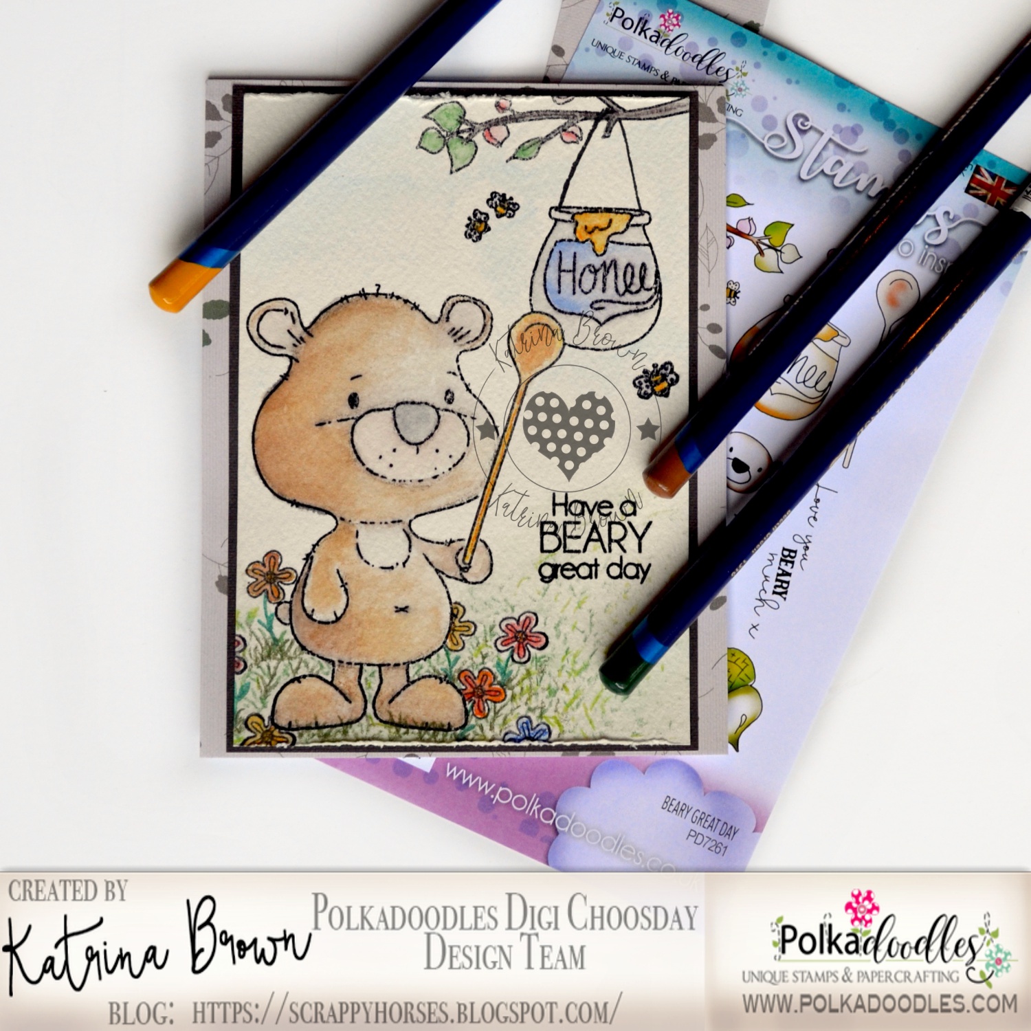 POLKADOODLES-Beary Great Day Clear Stamp set - 3
