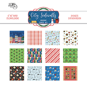 LDRS Creative  6x6 Inch Paper Pack  City Sidewalks Christmas 