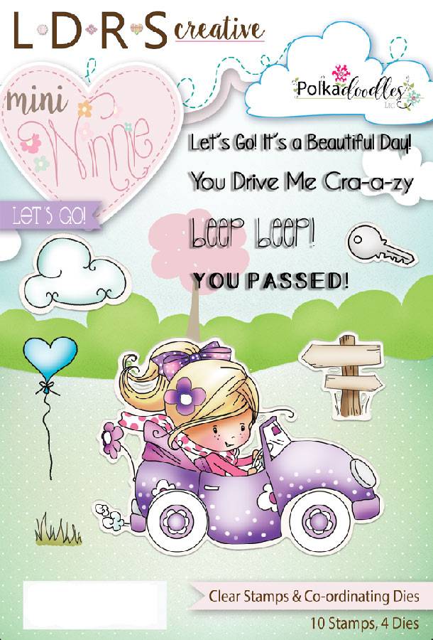 Polkadoodles -Mini Winnie Lets Go Clear Stamps & Co-Ordinating Dies