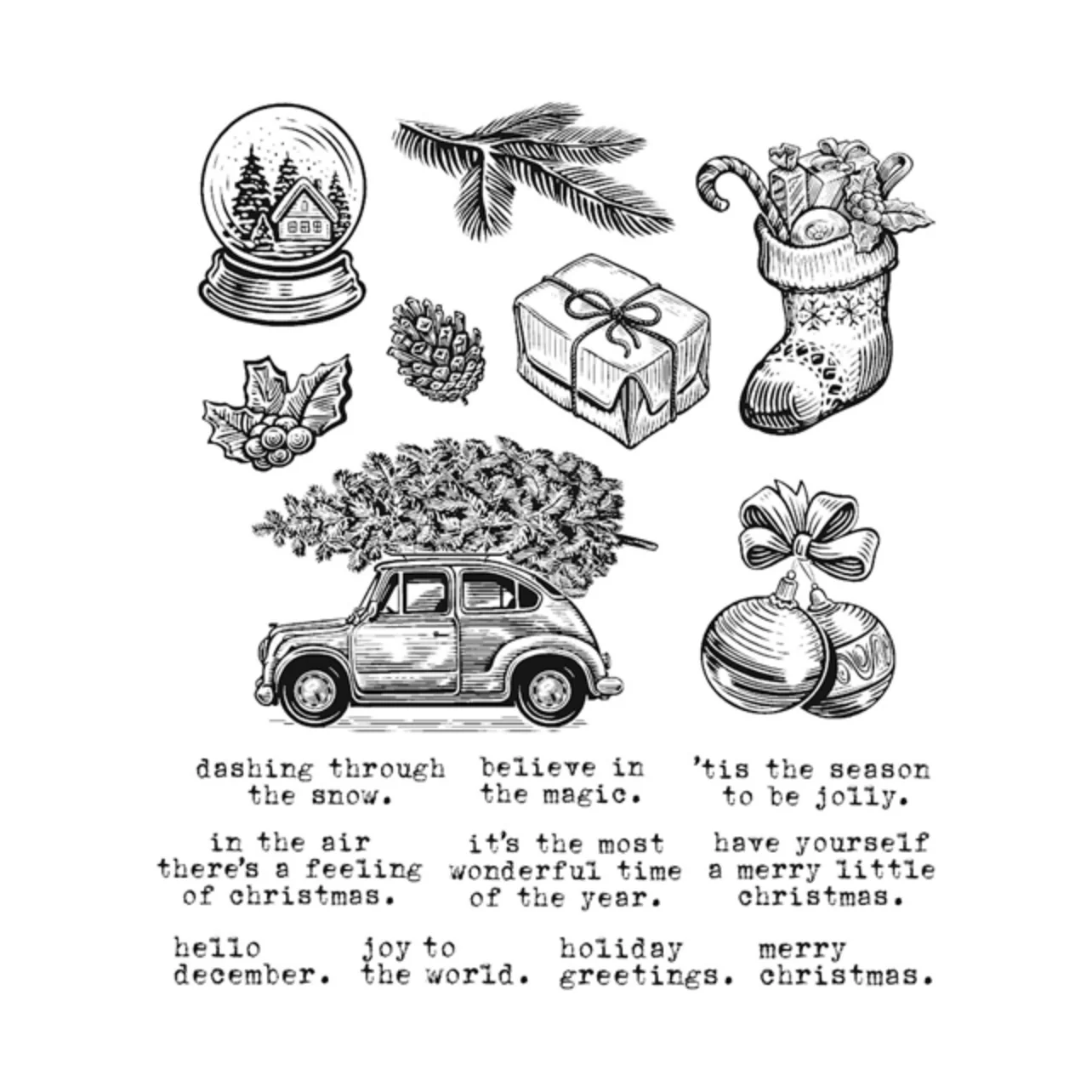 Tim Holtz Cling Rubber Stamps Home For Christmas CMS498