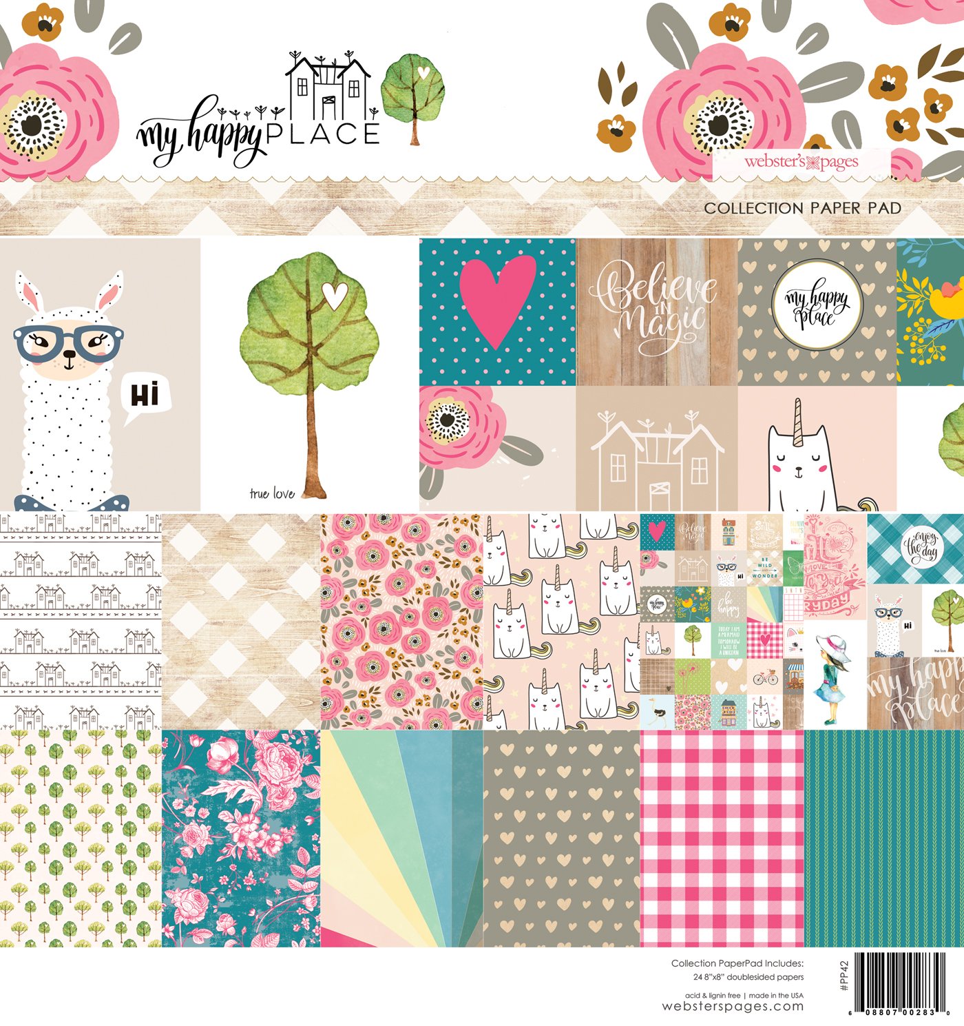 WEBSTER PAGES -MY HAPPY PLACE 8X8 PAPER PAD