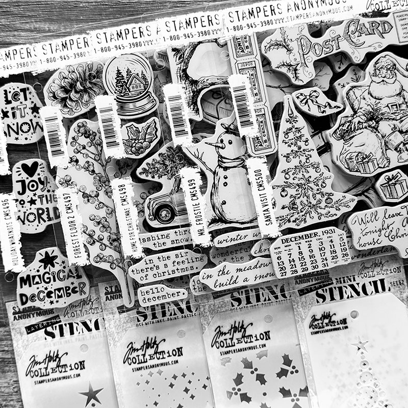 Tim Holtz Cling Rubber Stamps CHRISTMAS BLUEPRINTS 5 CMS202