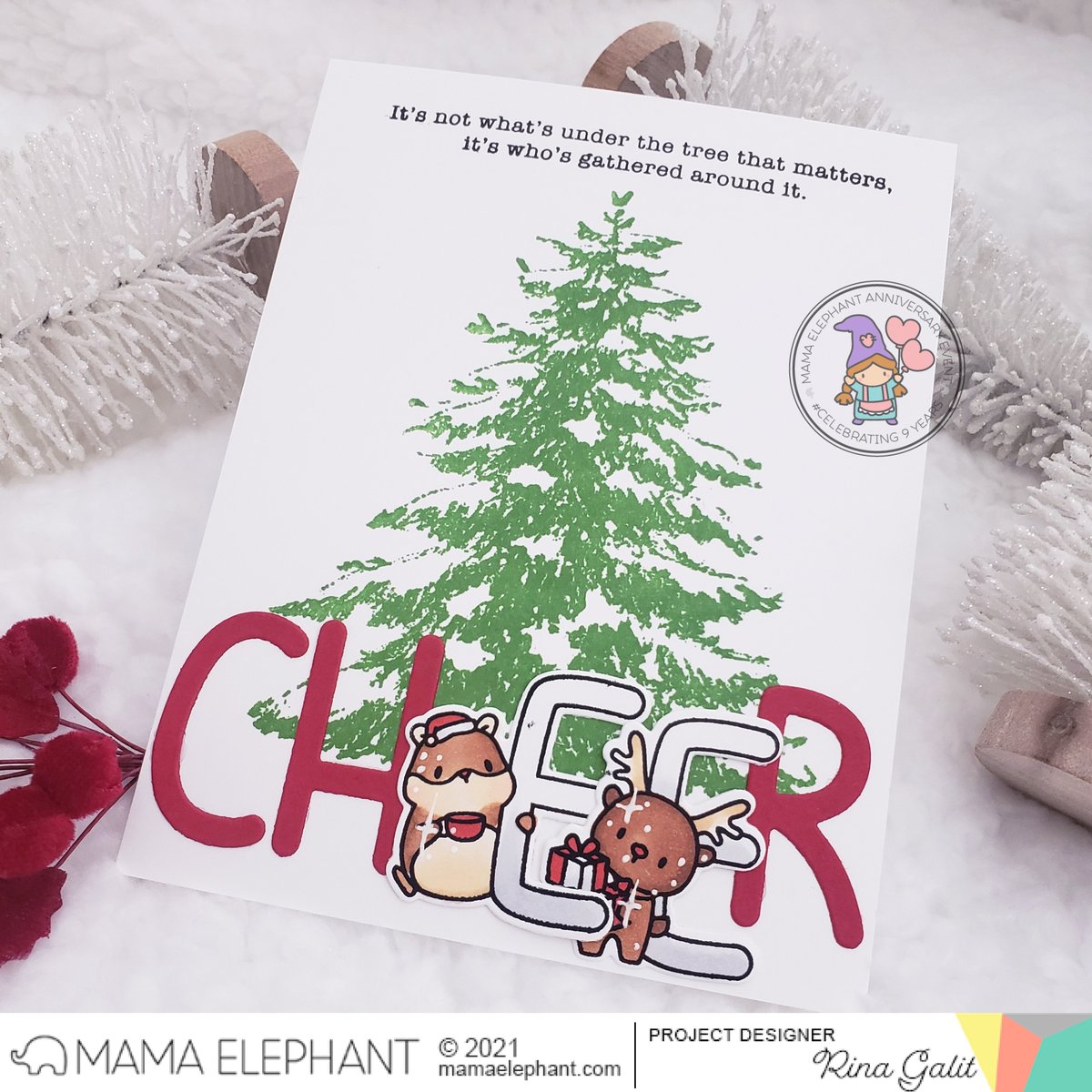  MAMA ELEPHANT -SNOWY TREE STAMP & DIE BUNDLE - 8