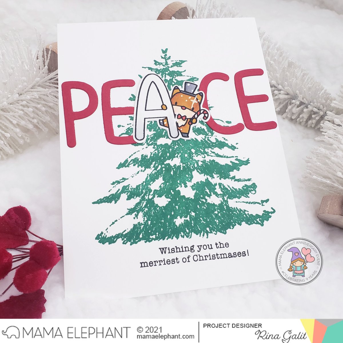  MAMA ELEPHANT -SNOWY TREE STAMP & DIE BUNDLE - 5