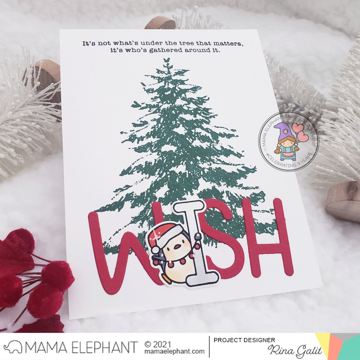  MAMA ELEPHANT -SNOWY TREE STAMP & DIE BUNDLE - 4