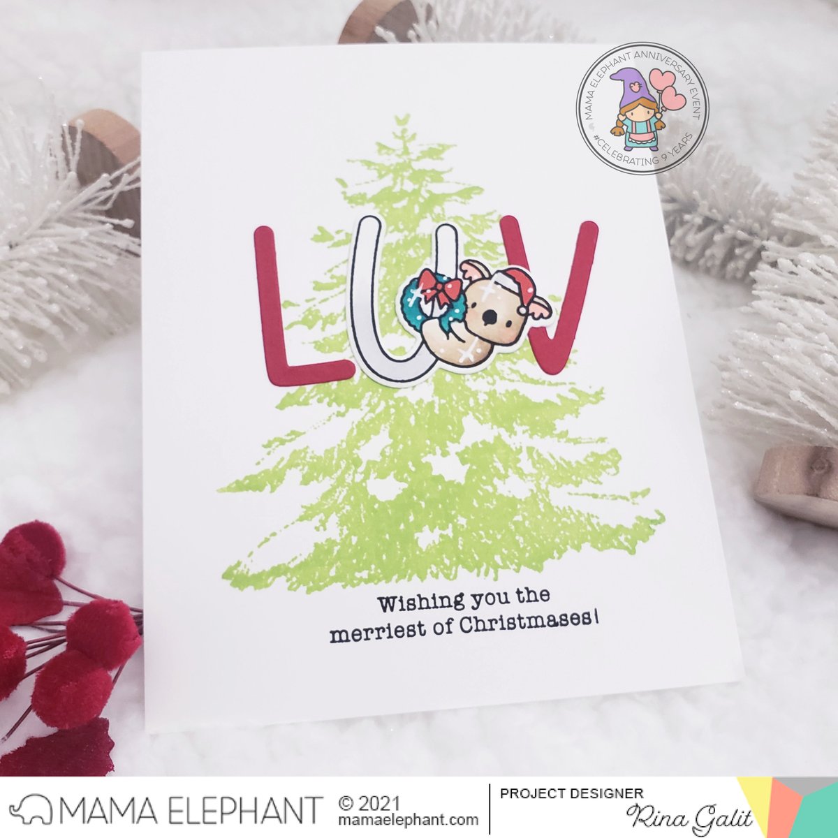  MAMA ELEPHANT -SNOWY TREE STAMP & DIE BUNDLE - 10