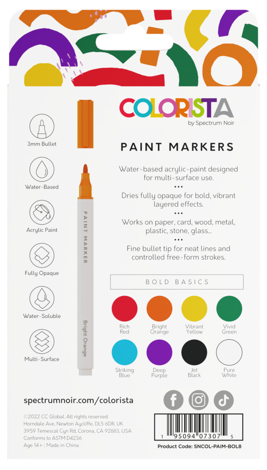 SPECTRUM NOIR -Colorista - Paint Marker - Bold Basics 8pc - 2