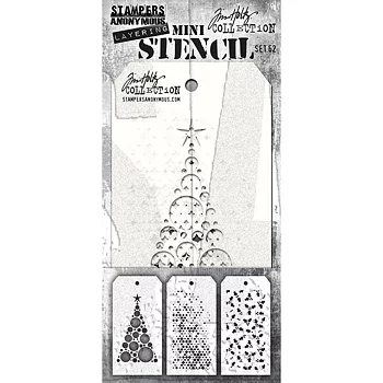 Tim Holtz Mini Stencil Set 62 MST062  3PCS