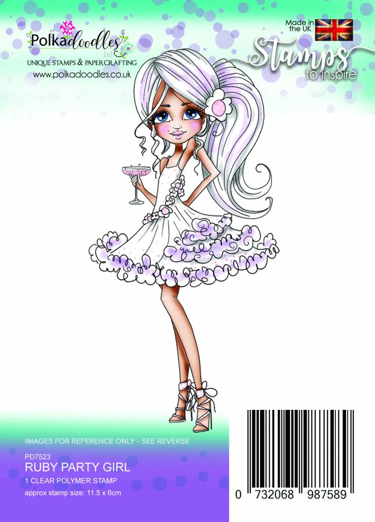 Polkadoodles Ruby Party Girl Clear Stamp