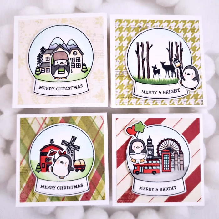 DMAMA ELEPHANT-SNOW GLOBE SCENES  STAMP &DIES - 3