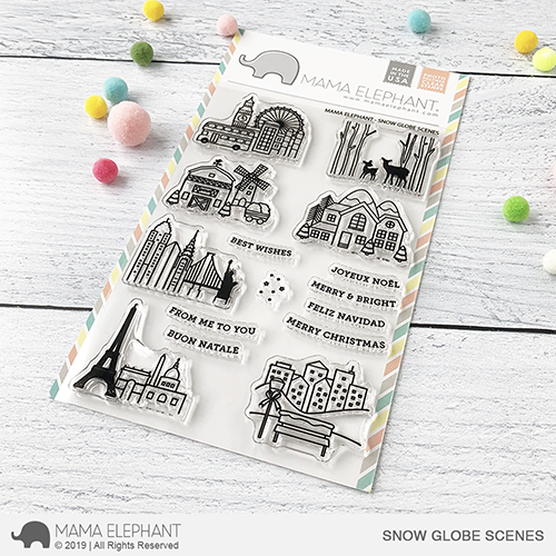 DMAMA ELEPHANT-SNOW GLOBE SCENES  STAMP &DIES