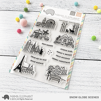 MAMA ELEPHANT-SNOW GLOBE SCENES STAMP  & DIES