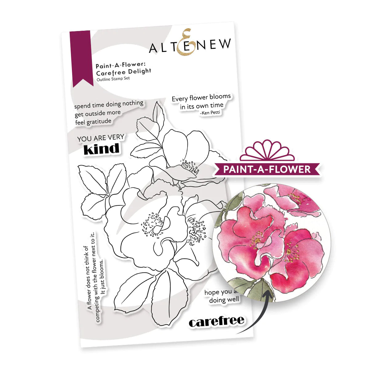 ALTENEW -Paint-A-Flower: Carefree Delight Outline Stamp Set