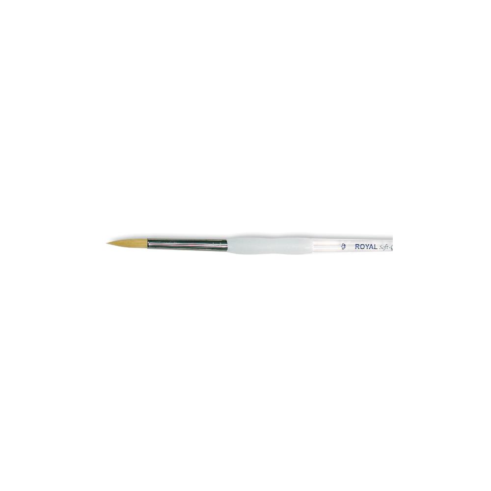 ROYAL LANGNICKEL-Soft-Grip Golden Taklon Round Brush SIZE 8