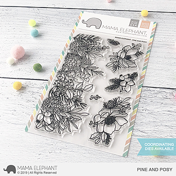 MAMA ELEPHANT-PINE AND POSY STAMP & DIE SET