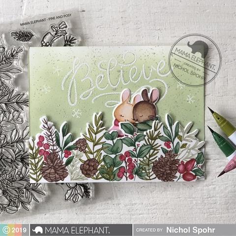 MAMA ELEPHANT-PINE AND POSY STAMP & DIE SET - 4
