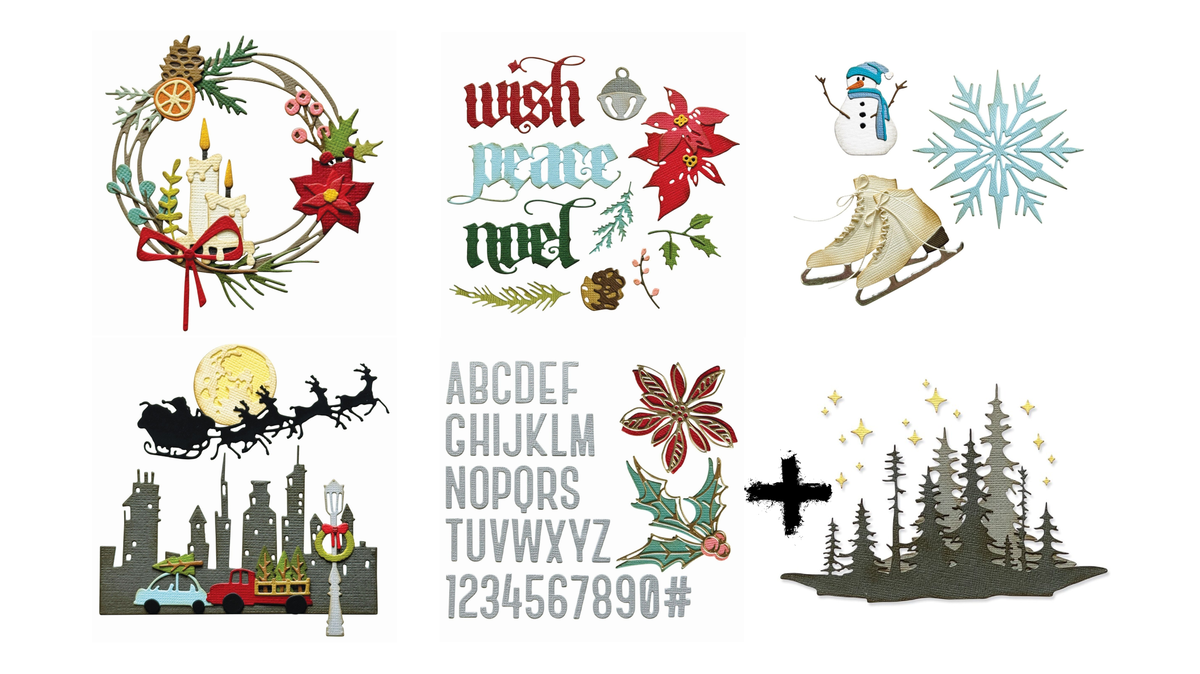 SIZZIX-Thinlits Tim Holtz Christmas Collection 2024 Bundle  of  5+1 FREE   