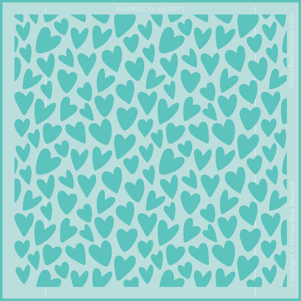 HONEY BEE STAMPS-Whimsical Hearts | Background Stencil