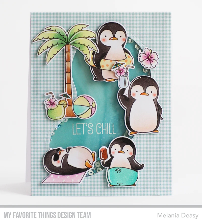 My Favorite Things -PENGUINS IN PARADISE  STAMP & DIE SET - 4