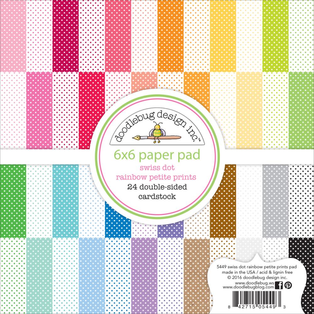 Doodlebug Design 6x6 Inch Swiss Dot Rainbow Petite Prints Paper Pad 